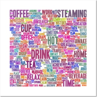 Coffee Tea Cup Pattern Text Word Cloud Posters and Art